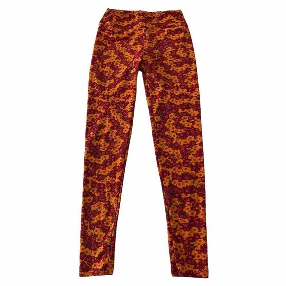 Red Orange One Size Leggings - Picture 1 of 3